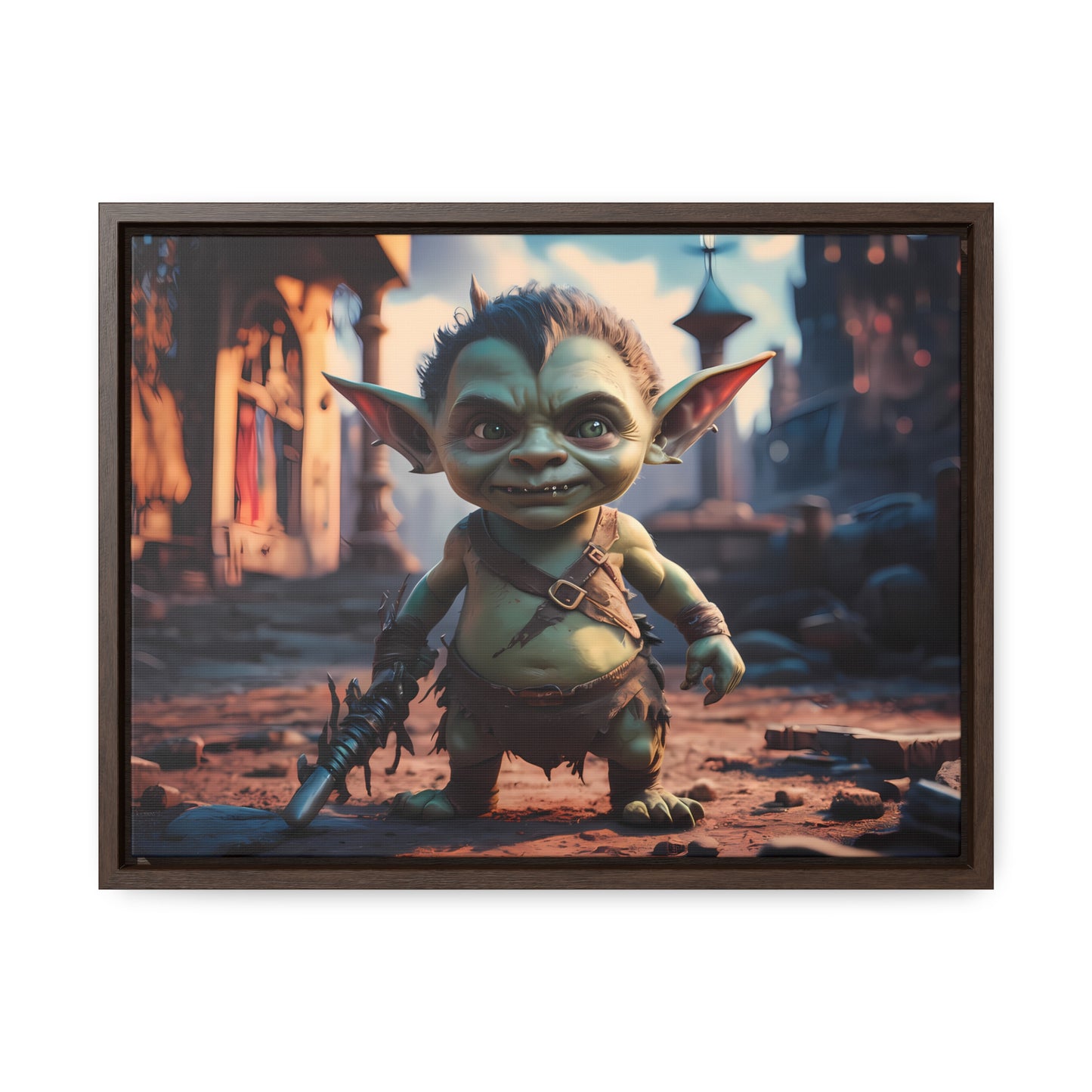 Goblin Warrior in the Ruined City - Gallery Canvas Wraps, Horizontal Frame