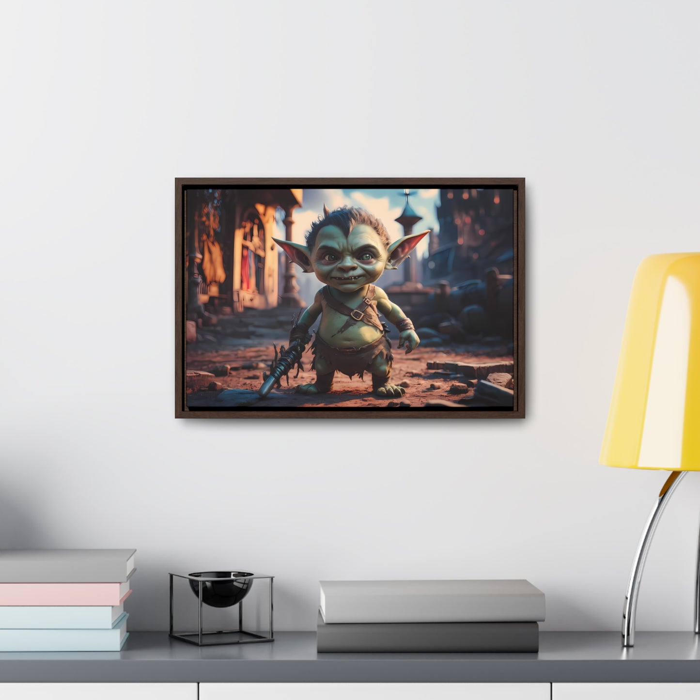 Goblin Warrior in the Ruined City - Gallery Canvas Wraps, Horizontal Frame