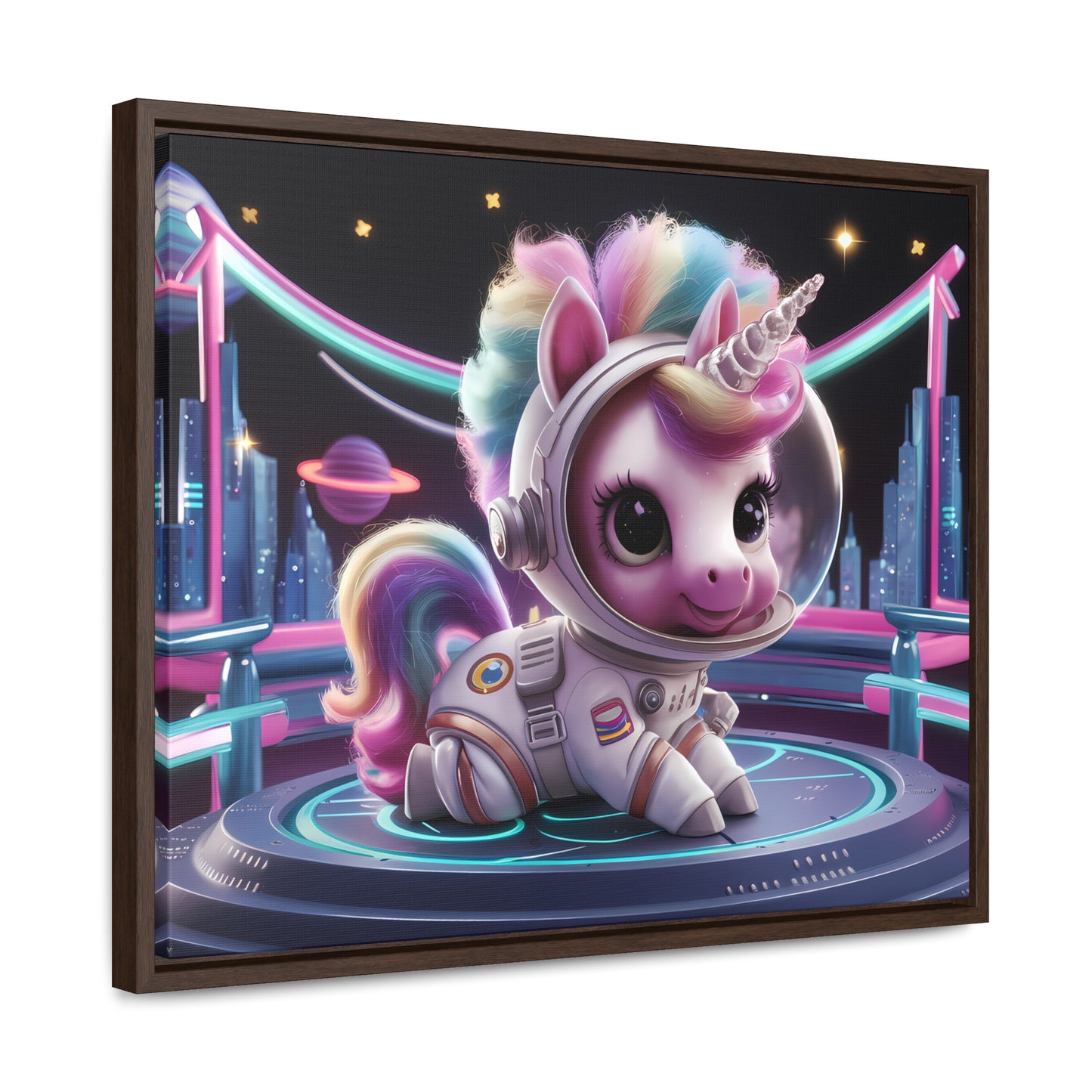 "Galactic Unicorn Explorer" - Gallery Canvas Wraps, Horizontal Frame
