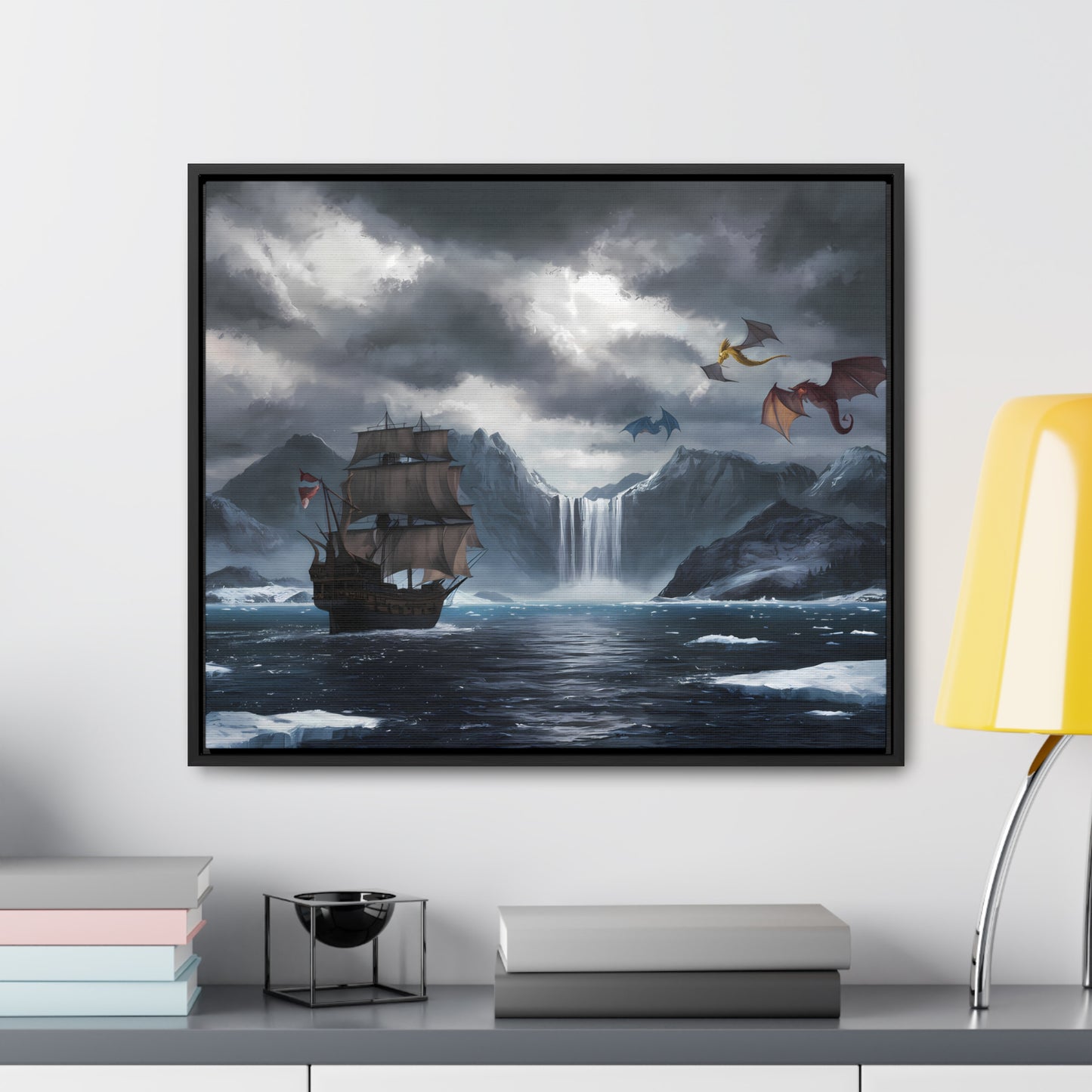 "The Voyage to Dragon's Fjord" - Gallery Canvas Wraps, Horizontal Frame