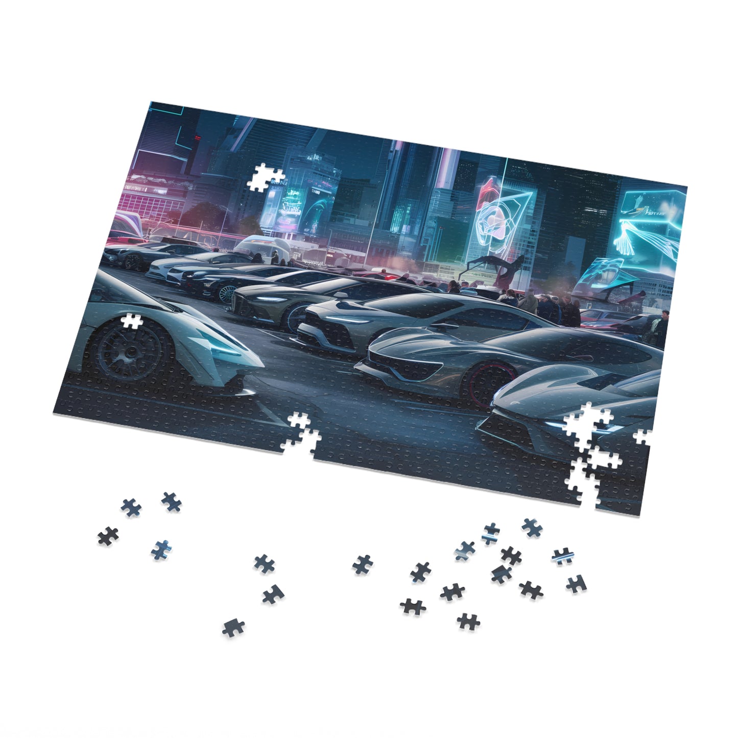 Neon Nights: Supercar Showdown - Jigsaw Puzzle (30, 110, 252, 500,1000-Piece)