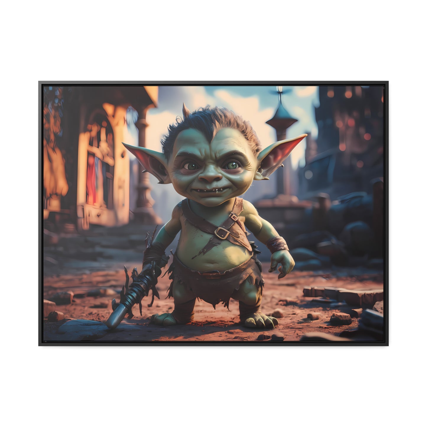 Goblin Warrior in the Ruined City - Gallery Canvas Wraps, Horizontal Frame
