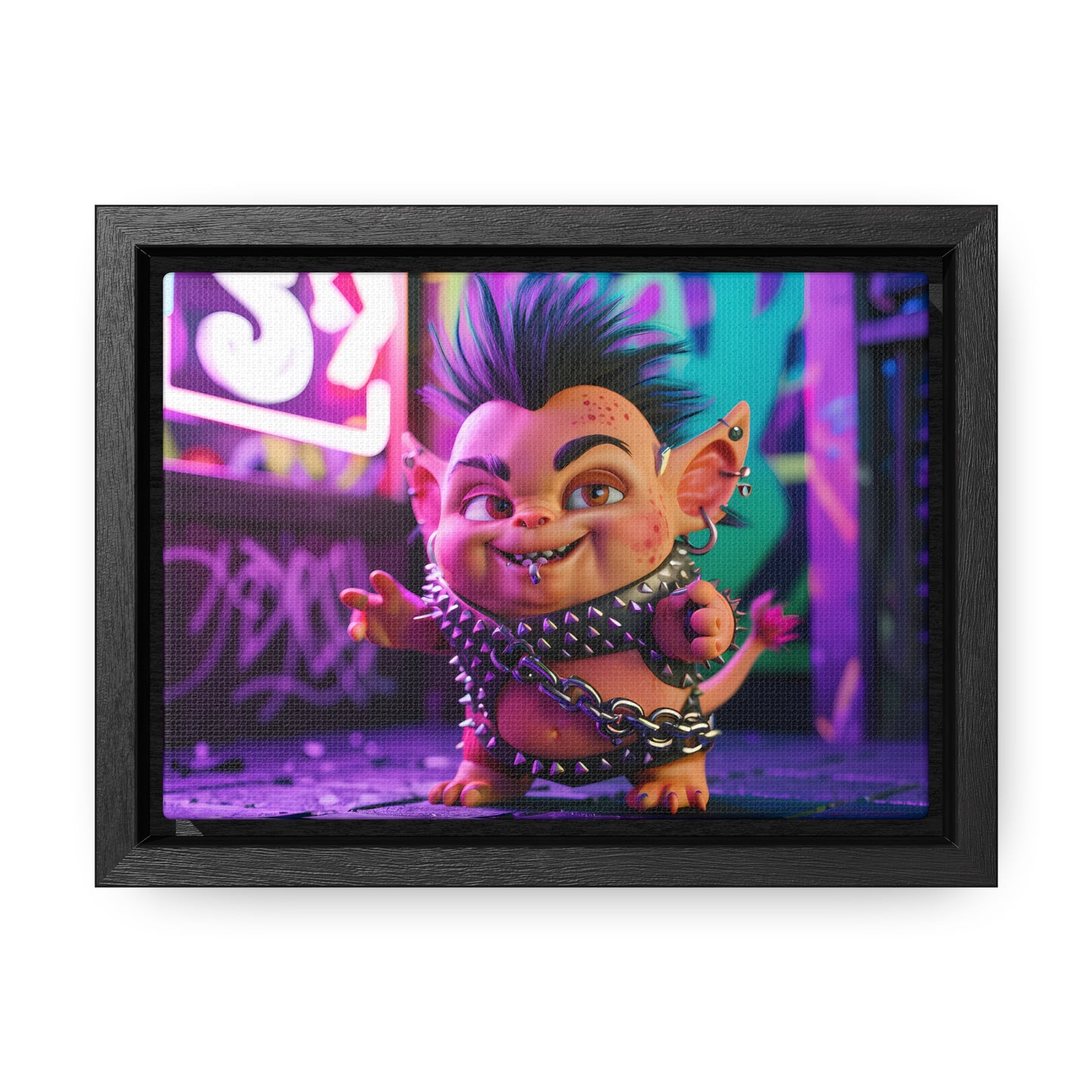 Punk Goblin in the Neon Alley - Gallery Canvas Wraps, Horizontal Frame