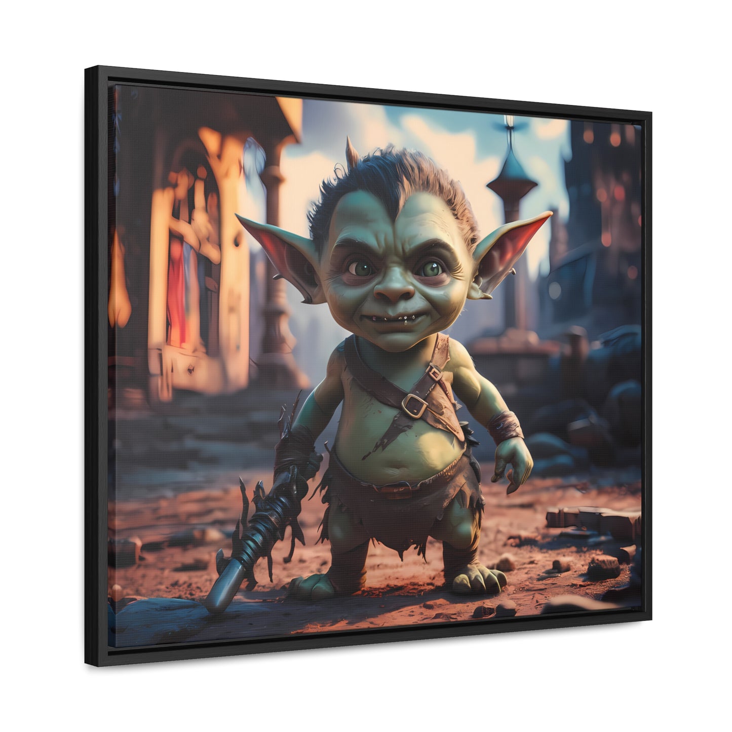 Goblin Warrior in the Ruined City - Gallery Canvas Wraps, Horizontal Frame
