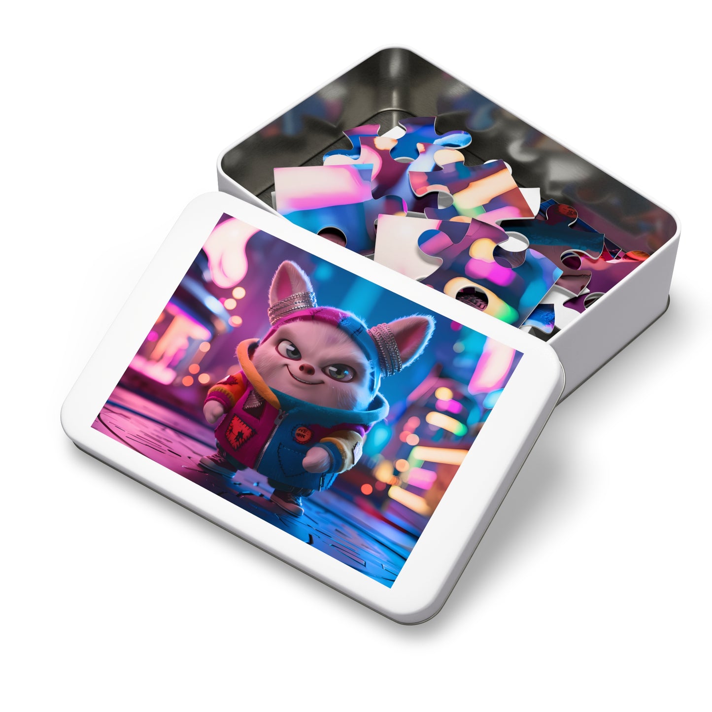 The Adventurous Bunny in Cyber City - Jigsaw Puzzle (30, 110, 252, 500,1000-Piece)