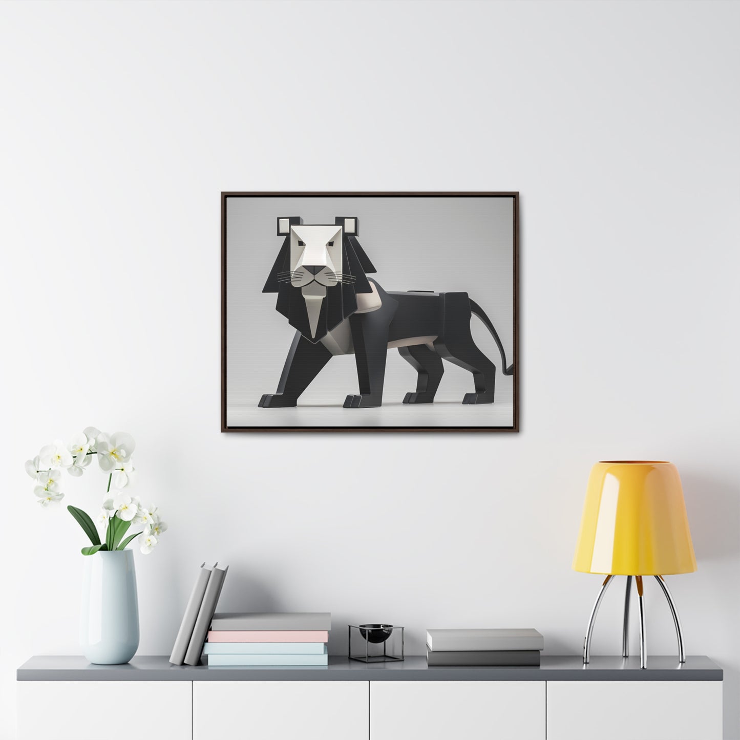 Regal Geometric Lion - Gallery Canvas Wraps, Horizontal Frame