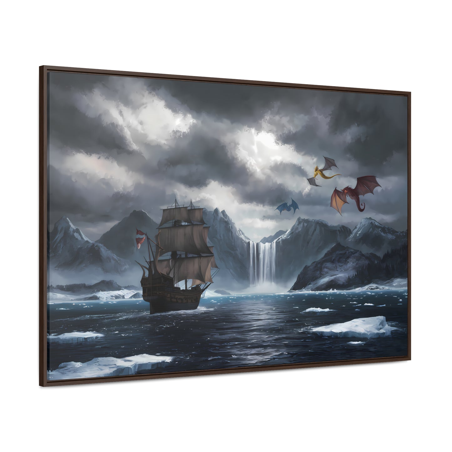 "The Voyage to Dragon's Fjord" - Gallery Canvas Wraps, Horizontal Frame