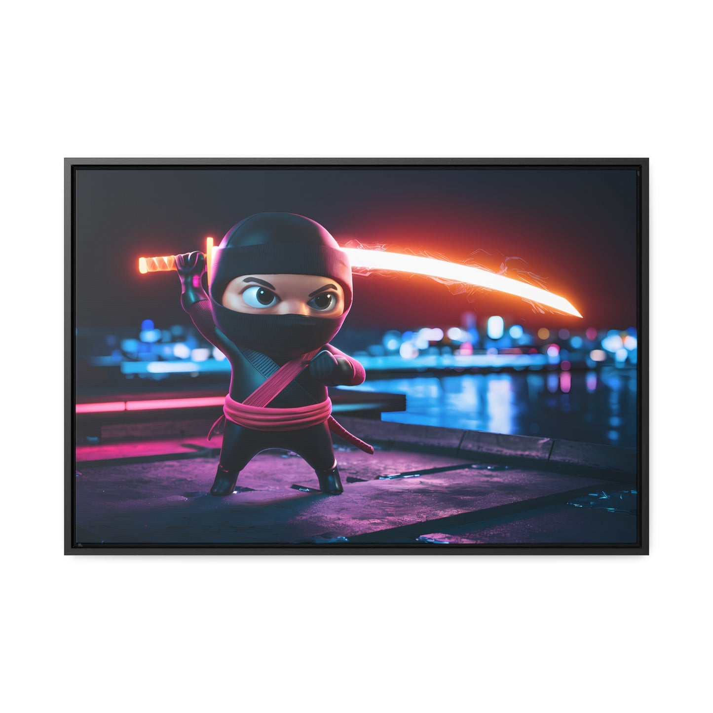 Neon Ninja Showdown - Gallery Canvas Wraps, Horizontal Frame