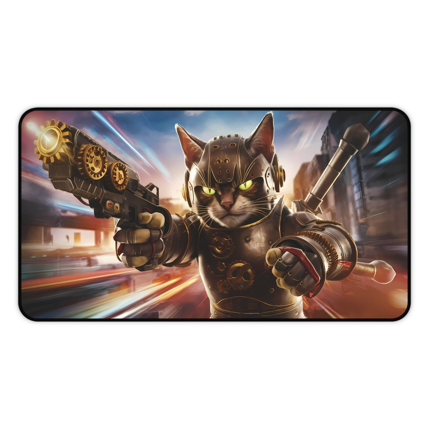 Steampunk Gunner Cat - Desk Mat