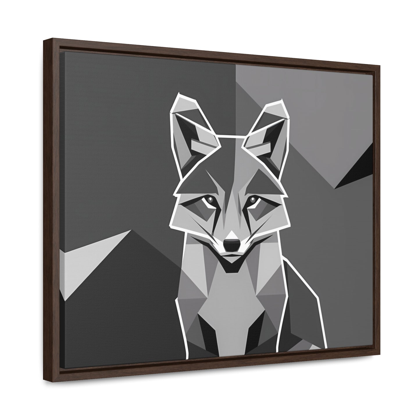"Geometric Fox in Monochrome" - Gallery Canvas Wraps, Horizontal Frame