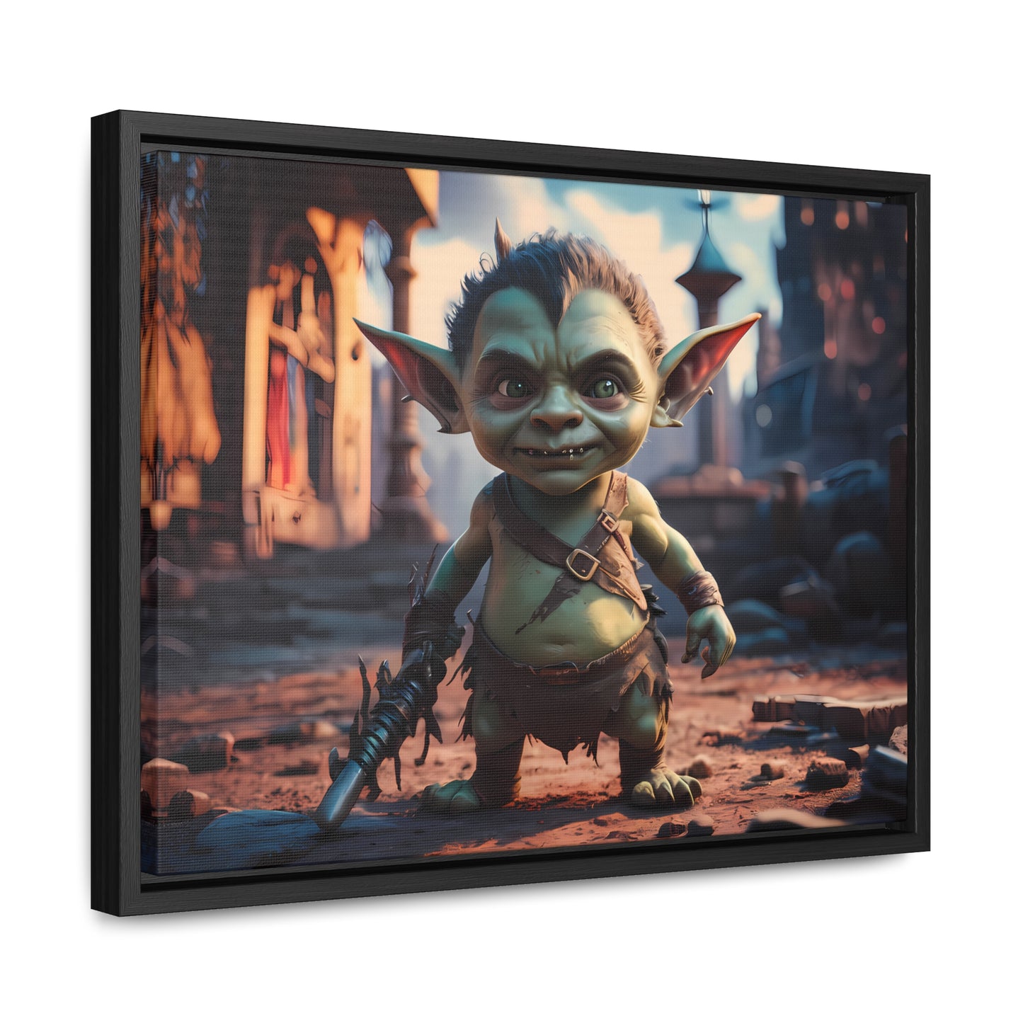 Goblin Warrior in the Ruined City - Gallery Canvas Wraps, Horizontal Frame