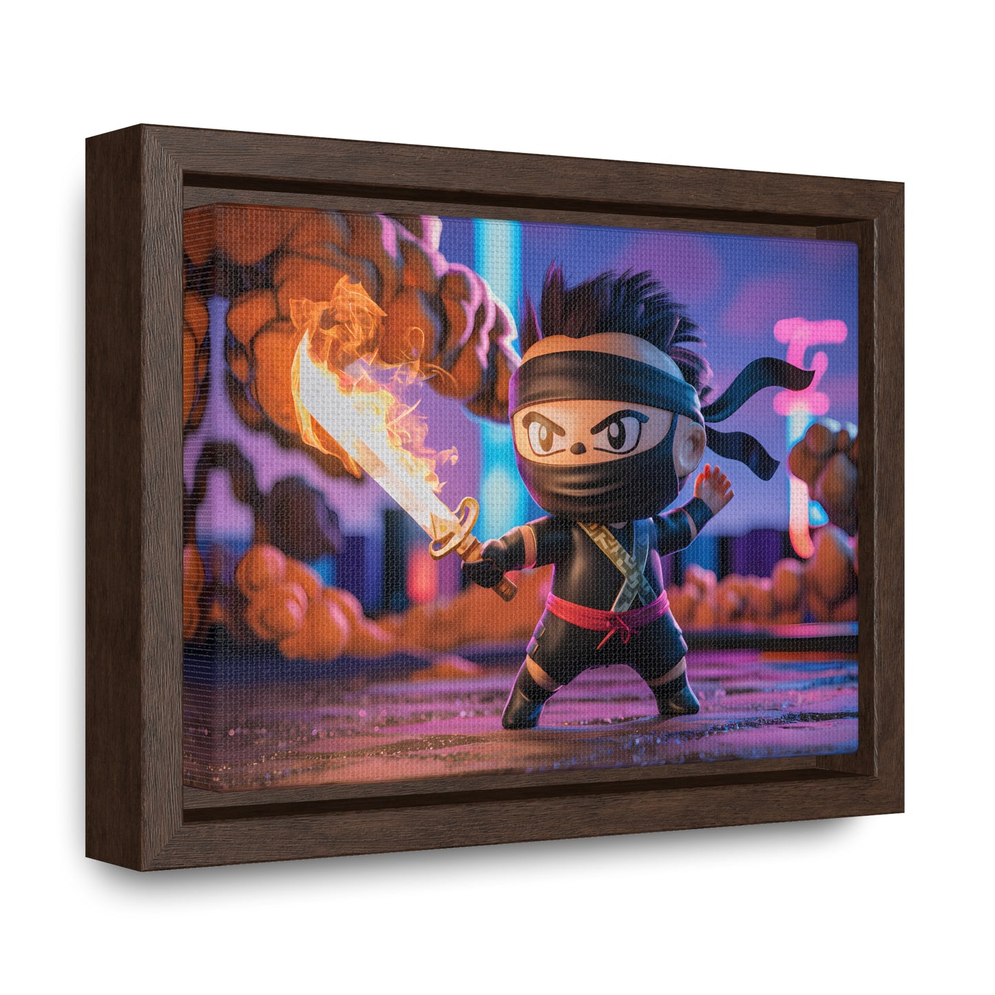 "Flameblade Ninja in Action" - Gallery Canvas Wraps, Horizontal Frame