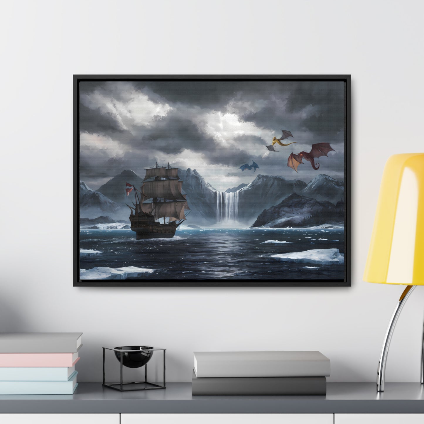 "The Voyage to Dragon's Fjord" - Gallery Canvas Wraps, Horizontal Frame