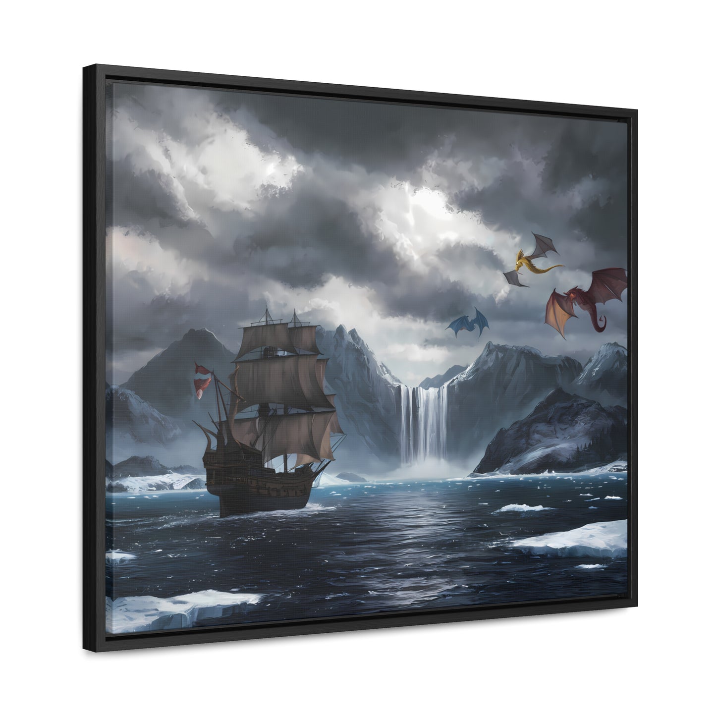 "The Voyage to Dragon's Fjord" - Gallery Canvas Wraps, Horizontal Frame