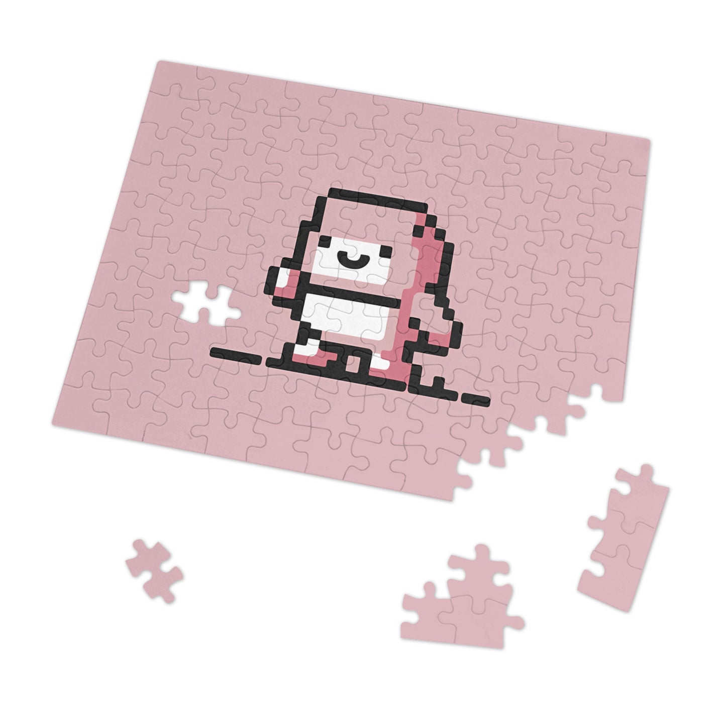 Pixelated Pink Character on a Soft Background - Jigsaw Puzzle (30, 110, 252, 500,1000-Piece)