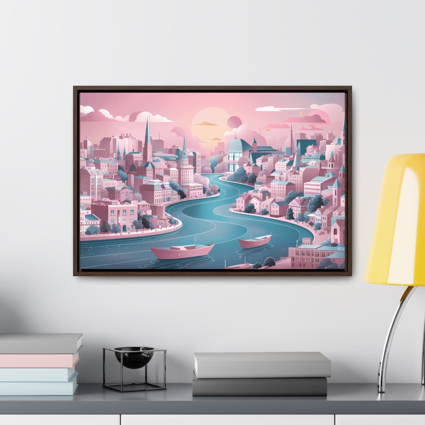 Serene City at Dawn - Gallery Canvas Wraps, Horizontal Frame