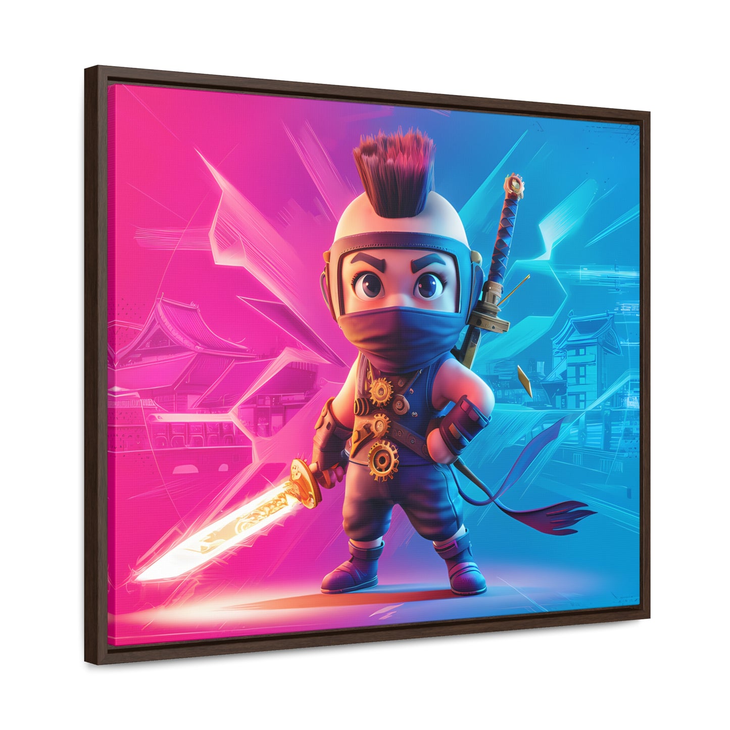 Neon Ninja Showdown - Gallery Canvas Wraps, Horizontal Frame