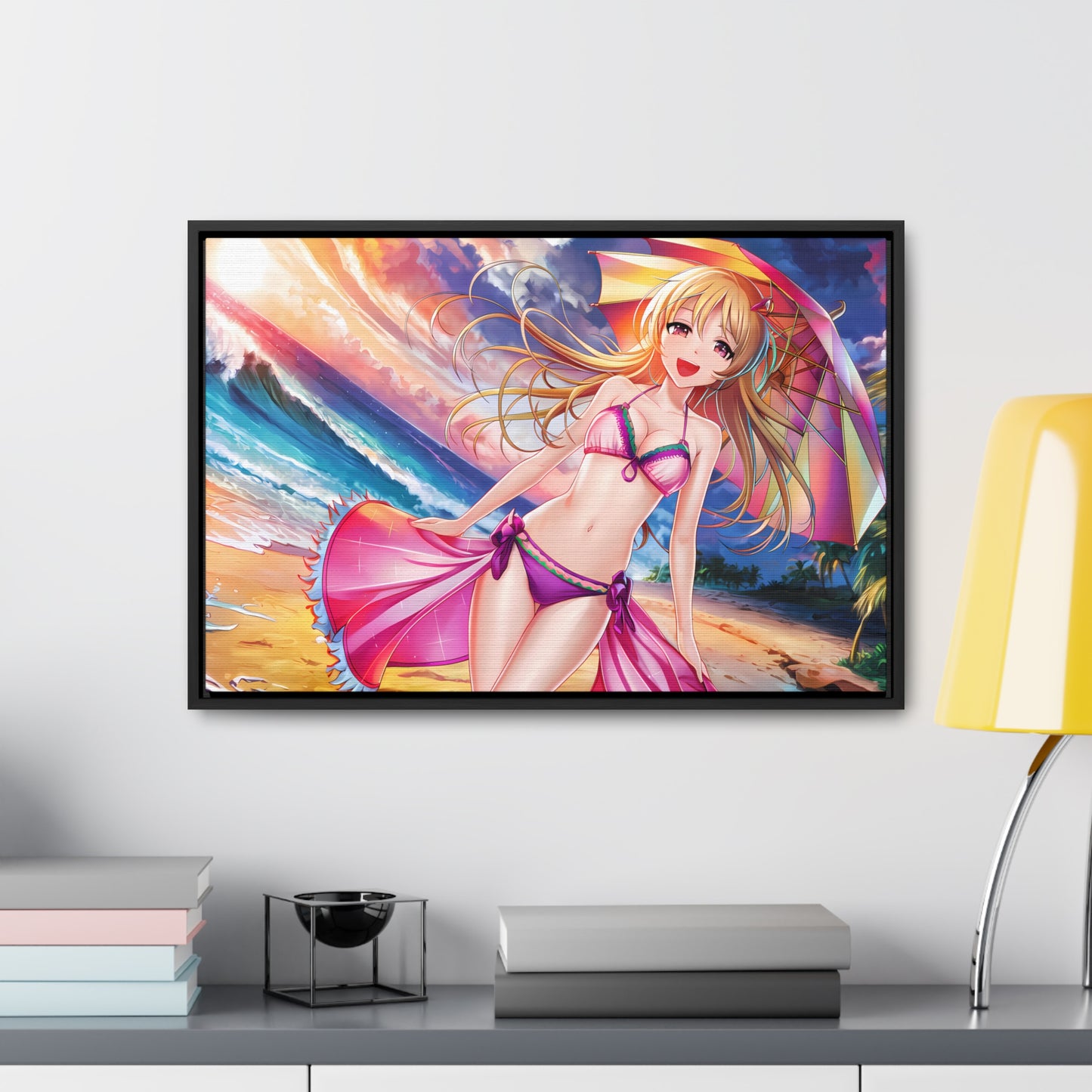 Sunset Stroll on the Beach - Gallery Canvas Wraps, Horizontal Frame