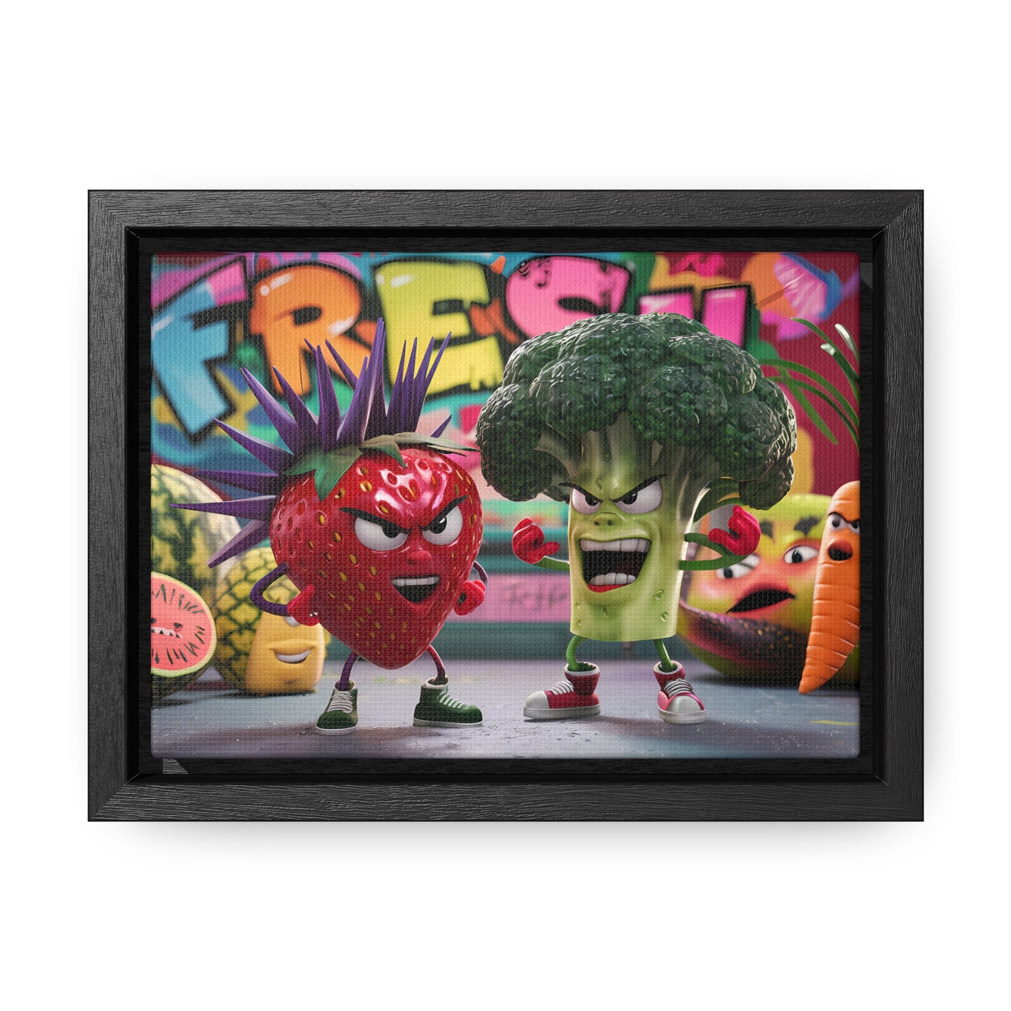 "Fresh Fight: Battle of the Bites" - Gallery Canvas Wraps, Horizontal Frame