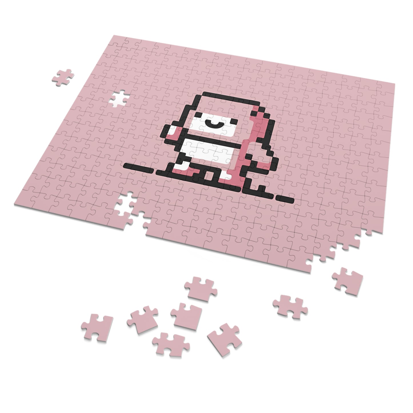 Pixelated Pink Character on a Soft Background - Jigsaw Puzzle (30, 110, 252, 500,1000-Piece)