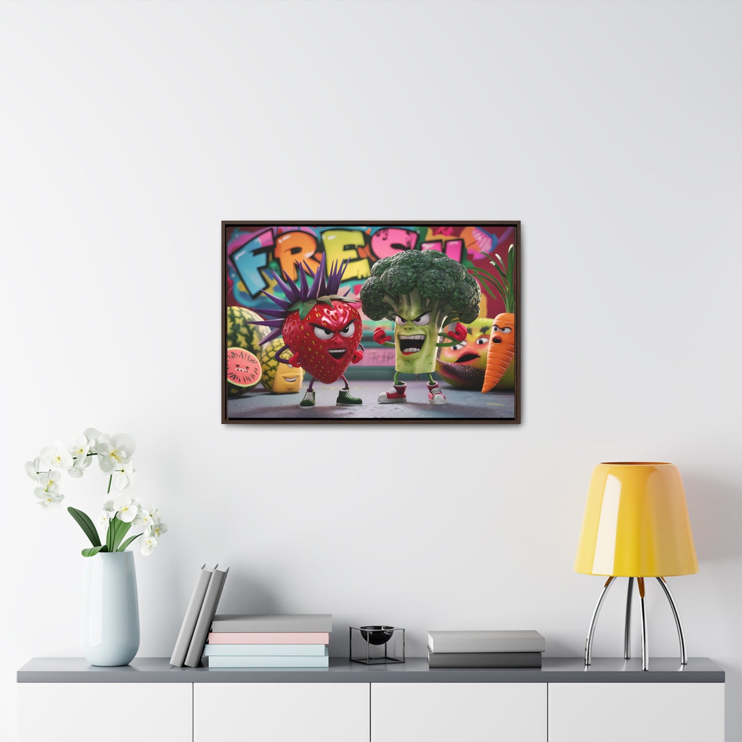 "Fresh Fight: Battle of the Bites" - Gallery Canvas Wraps, Horizontal Frame