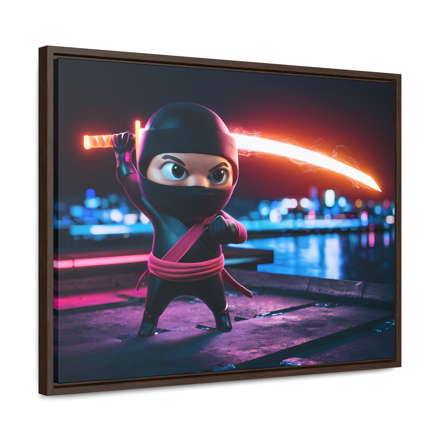 Neon Ninja Showdown - Gallery Canvas Wraps, Horizontal Frame