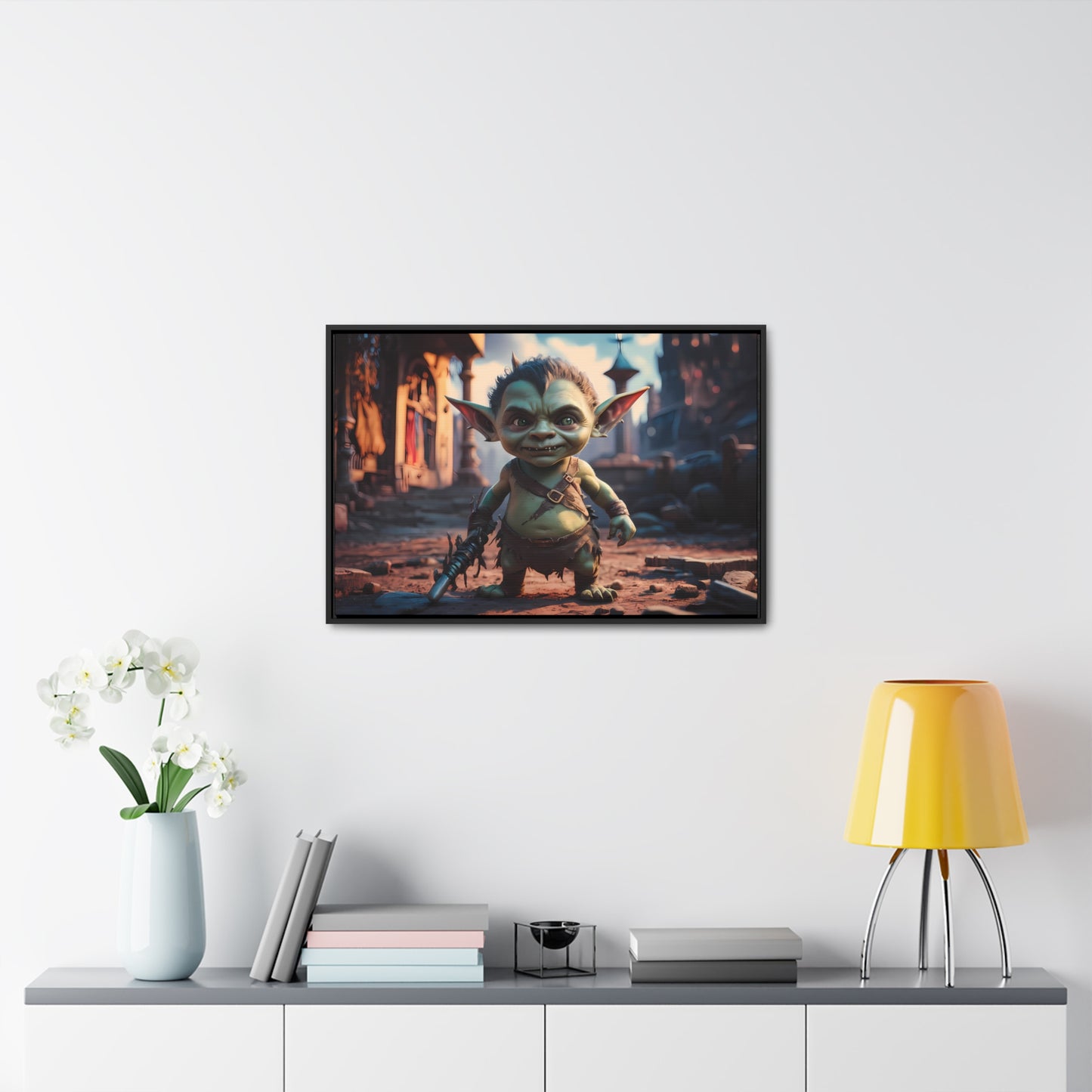 Goblin Warrior in the Ruined City - Gallery Canvas Wraps, Horizontal Frame