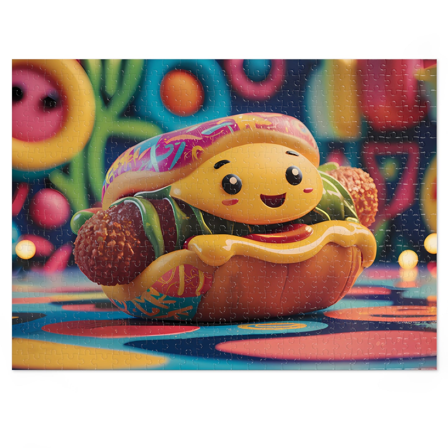 "Cheerful Hotdog Delight" - Jigsaw Puzzle (30, 110, 252, 500,1000-Piece)
