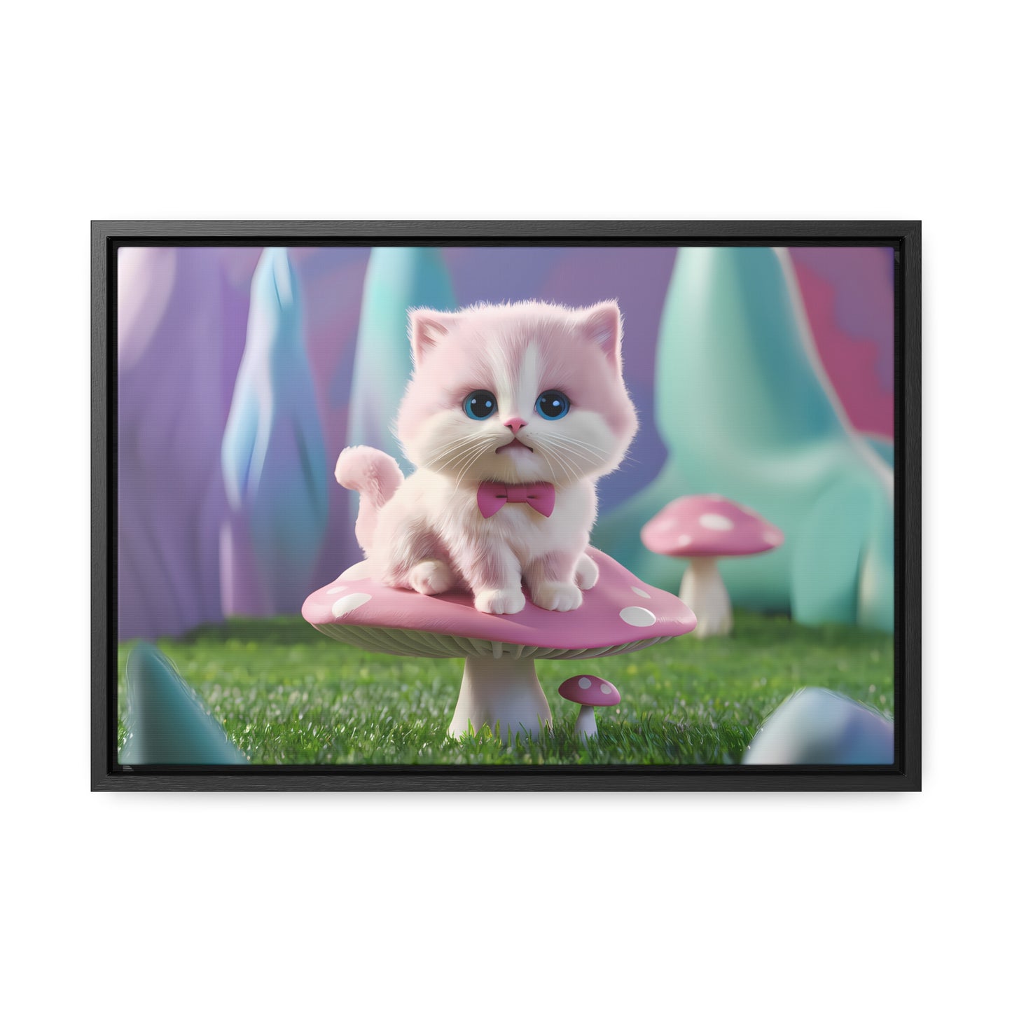 Whimsical Kitten on a Mushroom Throne - Gallery Canvas Wraps, Horizontal Frame