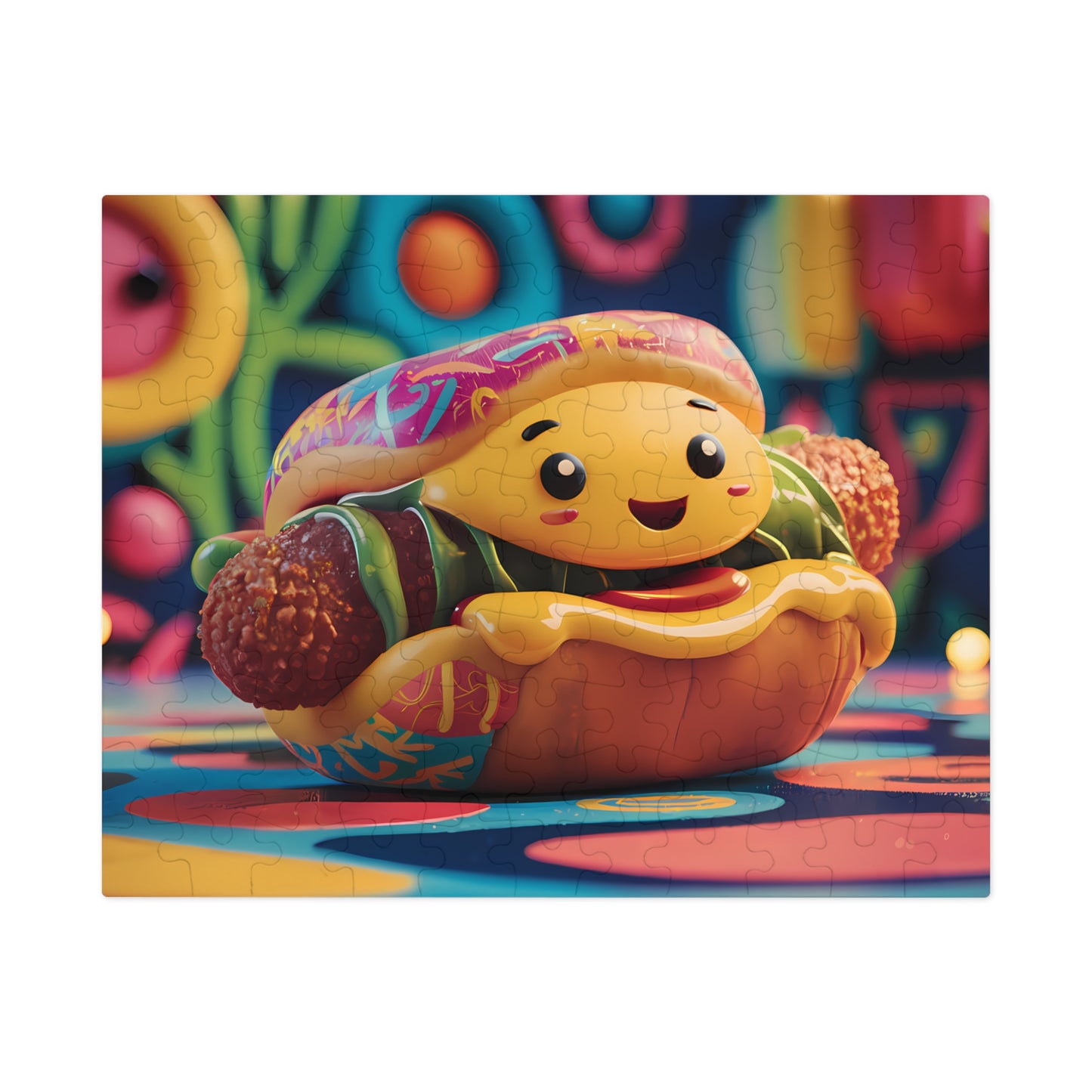 "Cheerful Hotdog Delight" - Jigsaw Puzzle (30, 110, 252, 500,1000-Piece)