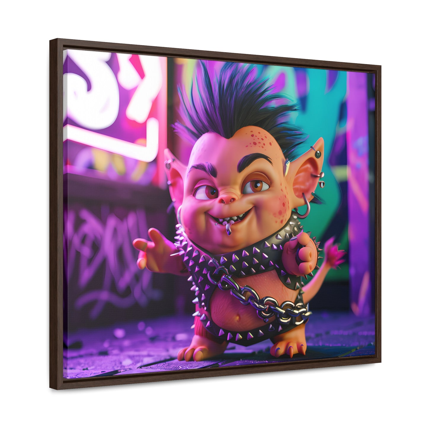 Punk Goblin in the Neon Alley - Gallery Canvas Wraps, Horizontal Frame