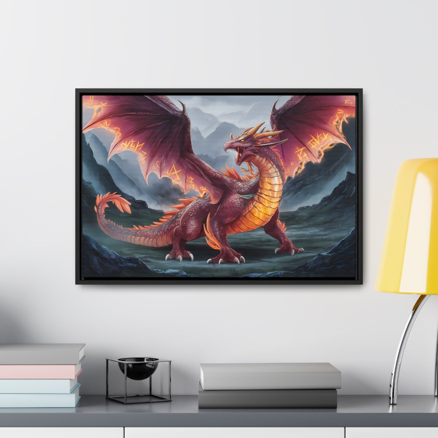 The Inferno Wyrm of the Ashen Peaks - Gallery Canvas Wraps, Horizontal Frame