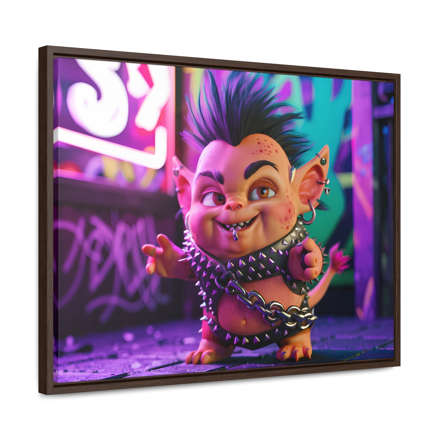 Punk Goblin in the Neon Alley - Gallery Canvas Wraps, Horizontal Frame