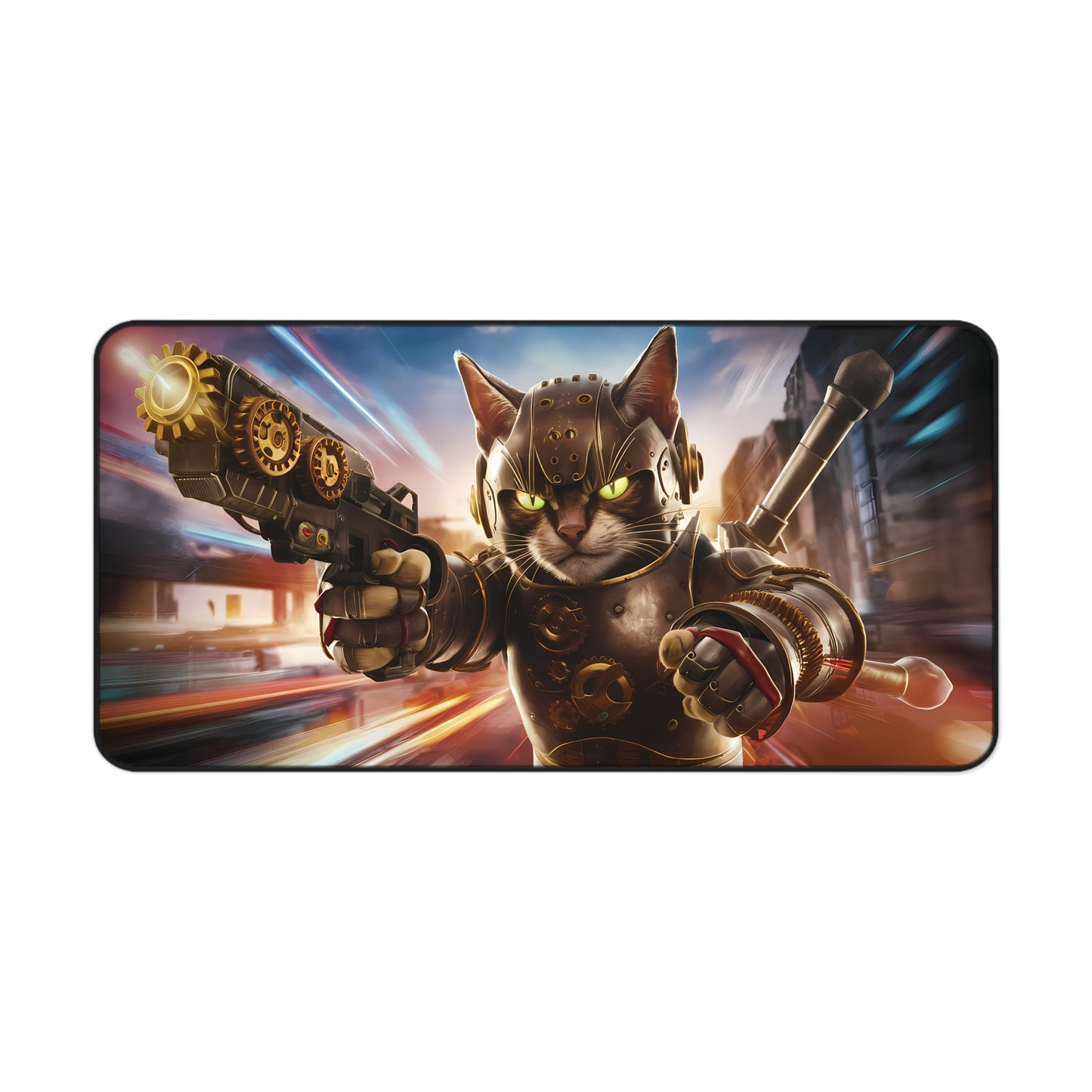 Steampunk Gunner Cat - Desk Mat