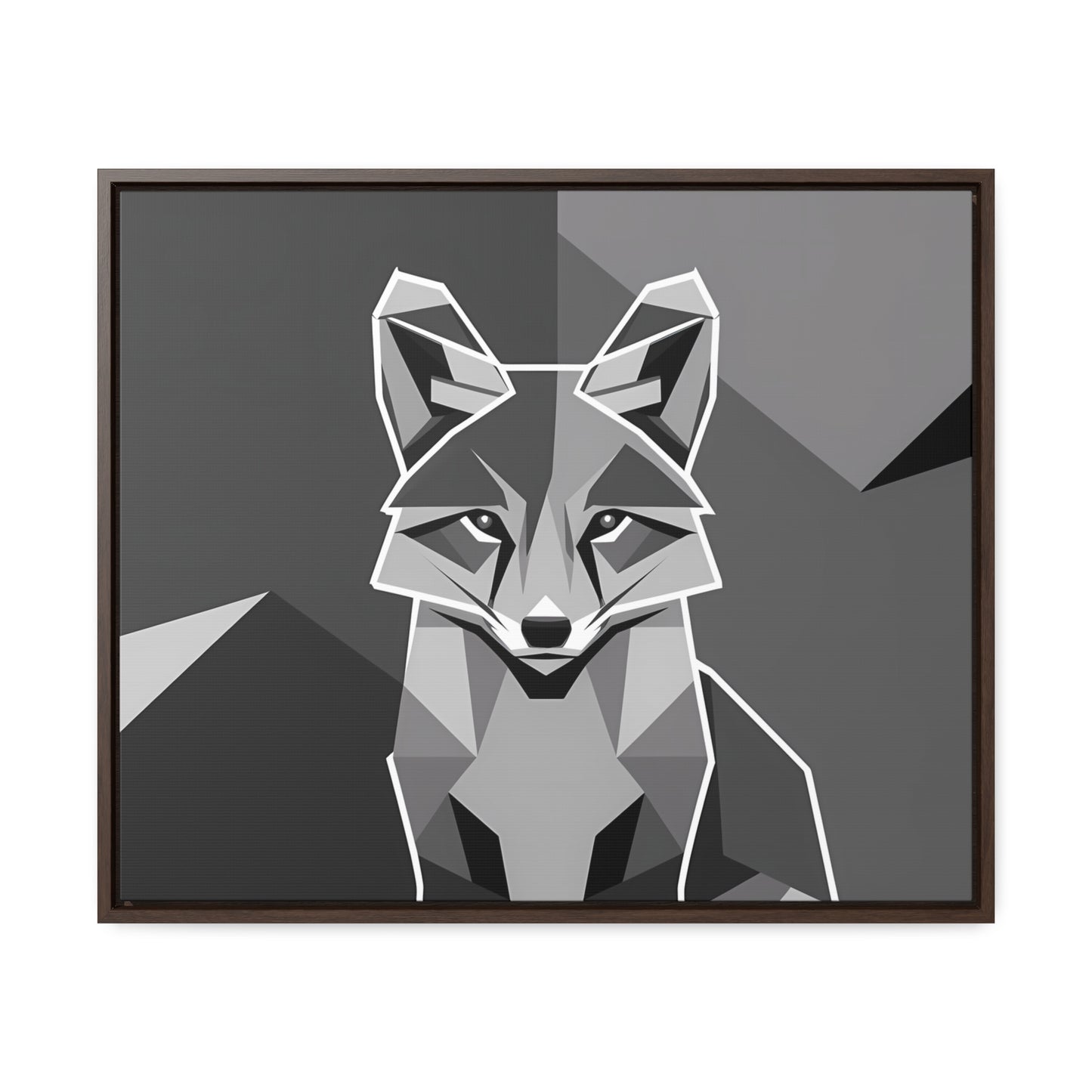 "Geometric Fox in Monochrome" - Gallery Canvas Wraps, Horizontal Frame