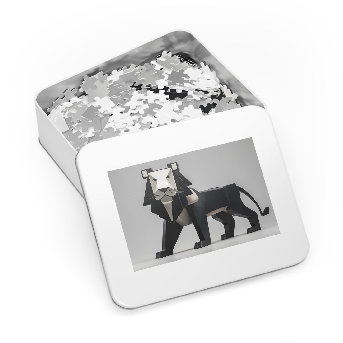 Geometric Lion in Black and White - Jigsaw Puzzle (30, 110, 252, 500,1000-Piece)