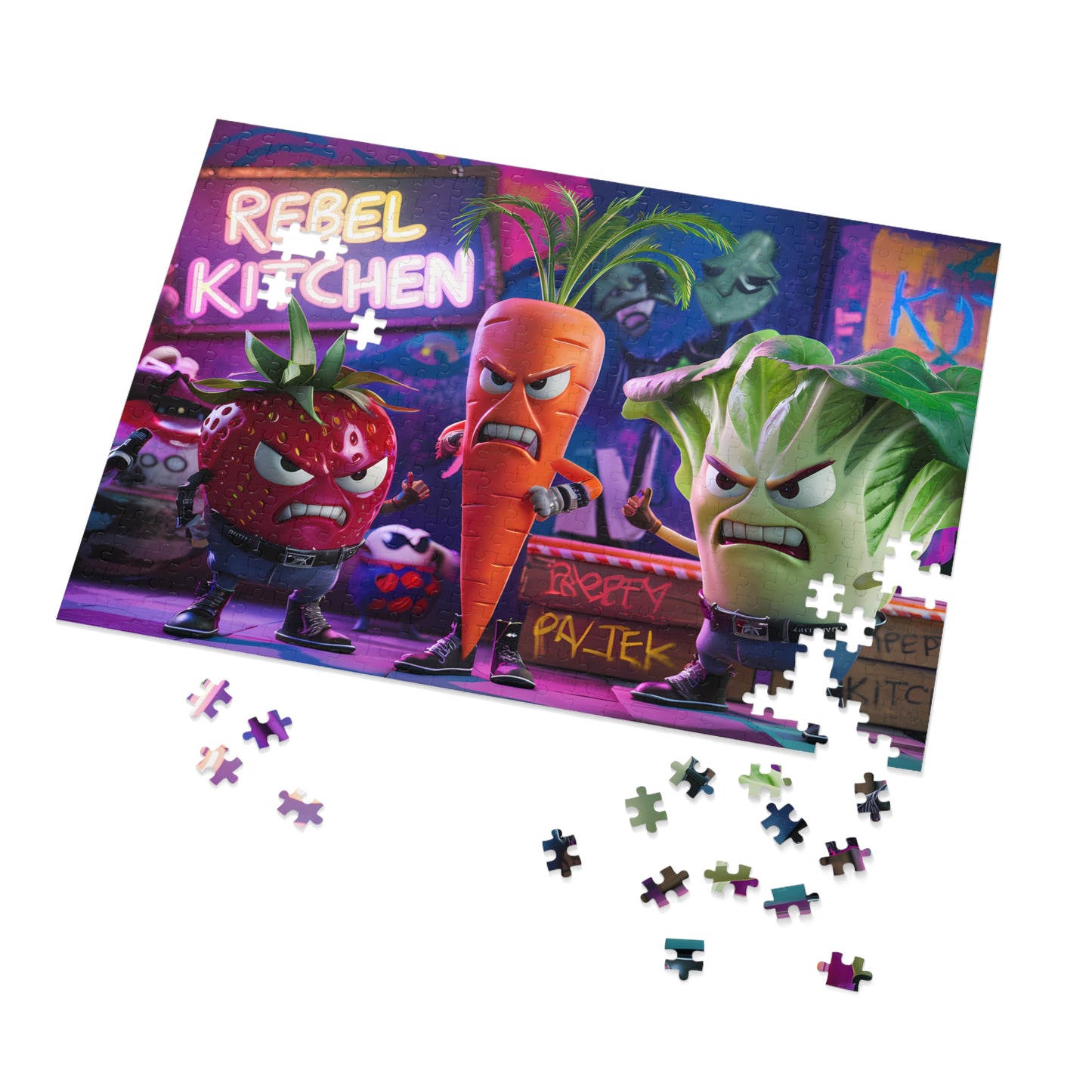 "Veggie Vendetta: Rebel Kitchen" - Jigsaw Puzzle (30, 110, 252, 500,1000-Piece)