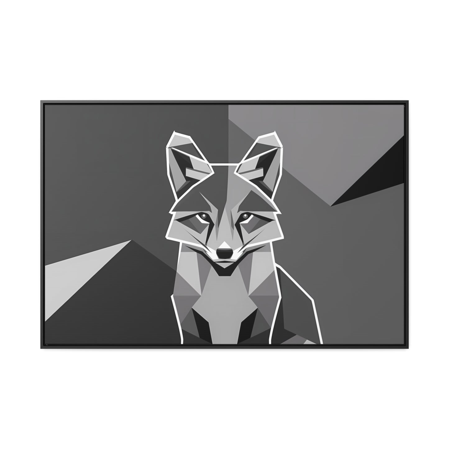 "Geometric Fox in Monochrome" - Gallery Canvas Wraps, Horizontal Frame