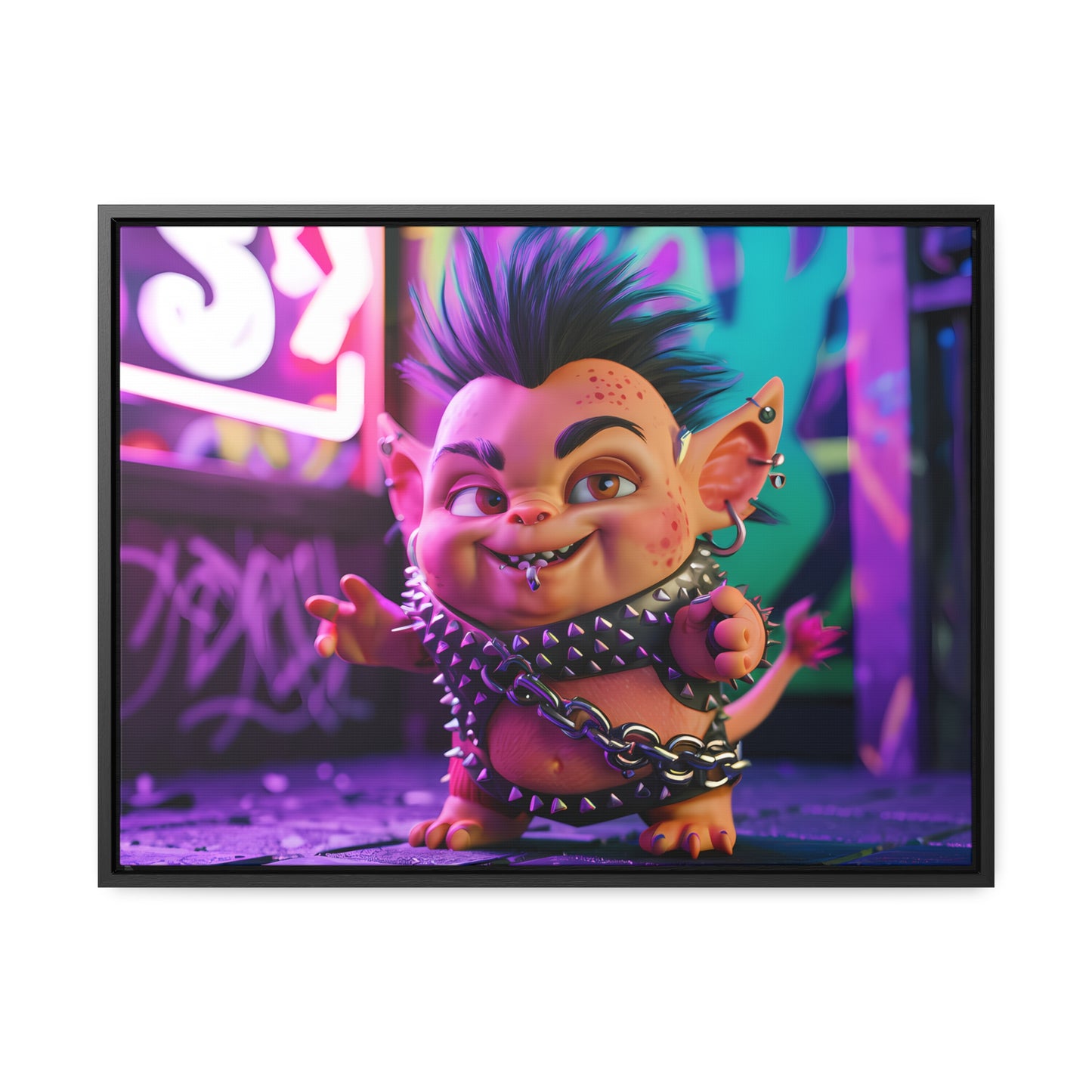 Punk Goblin in the Neon Alley - Gallery Canvas Wraps, Horizontal Frame