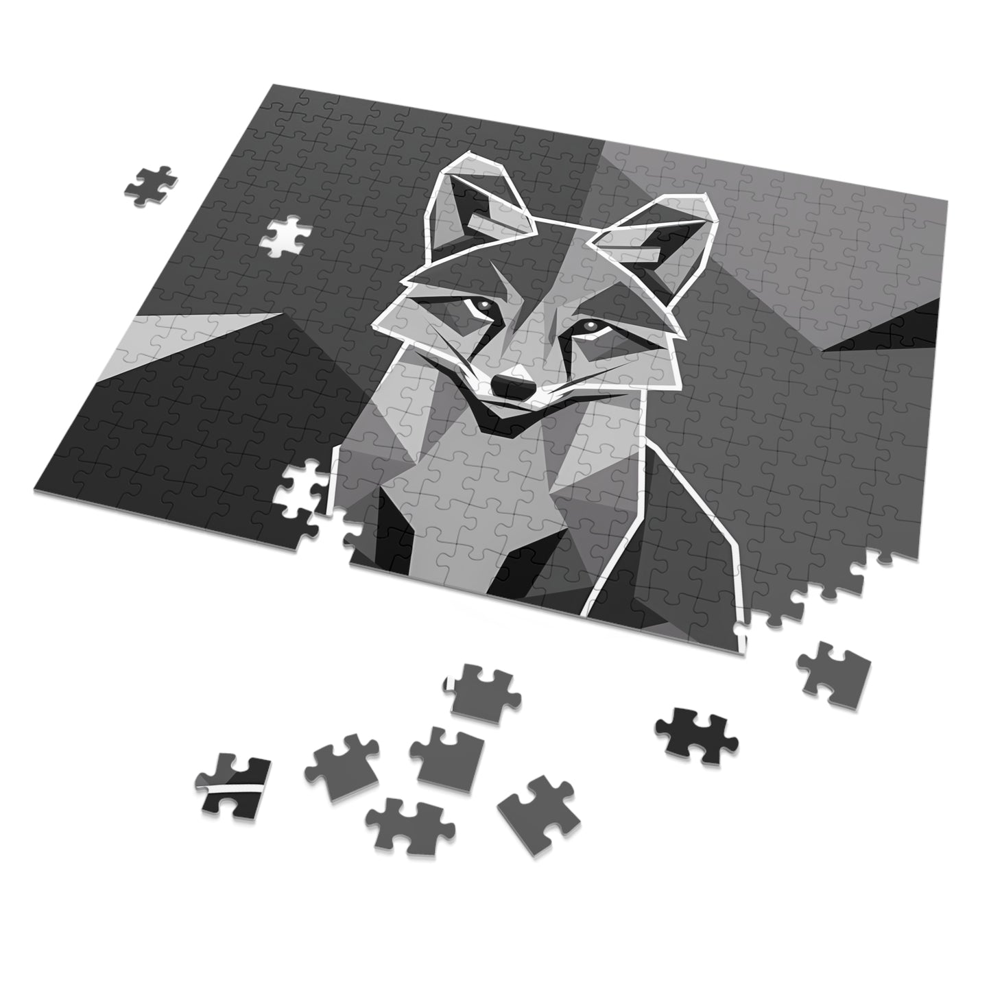 Geometric Fox in Monochrome - Jigsaw Puzzle (30, 110, 252, 500,1000-Piece)