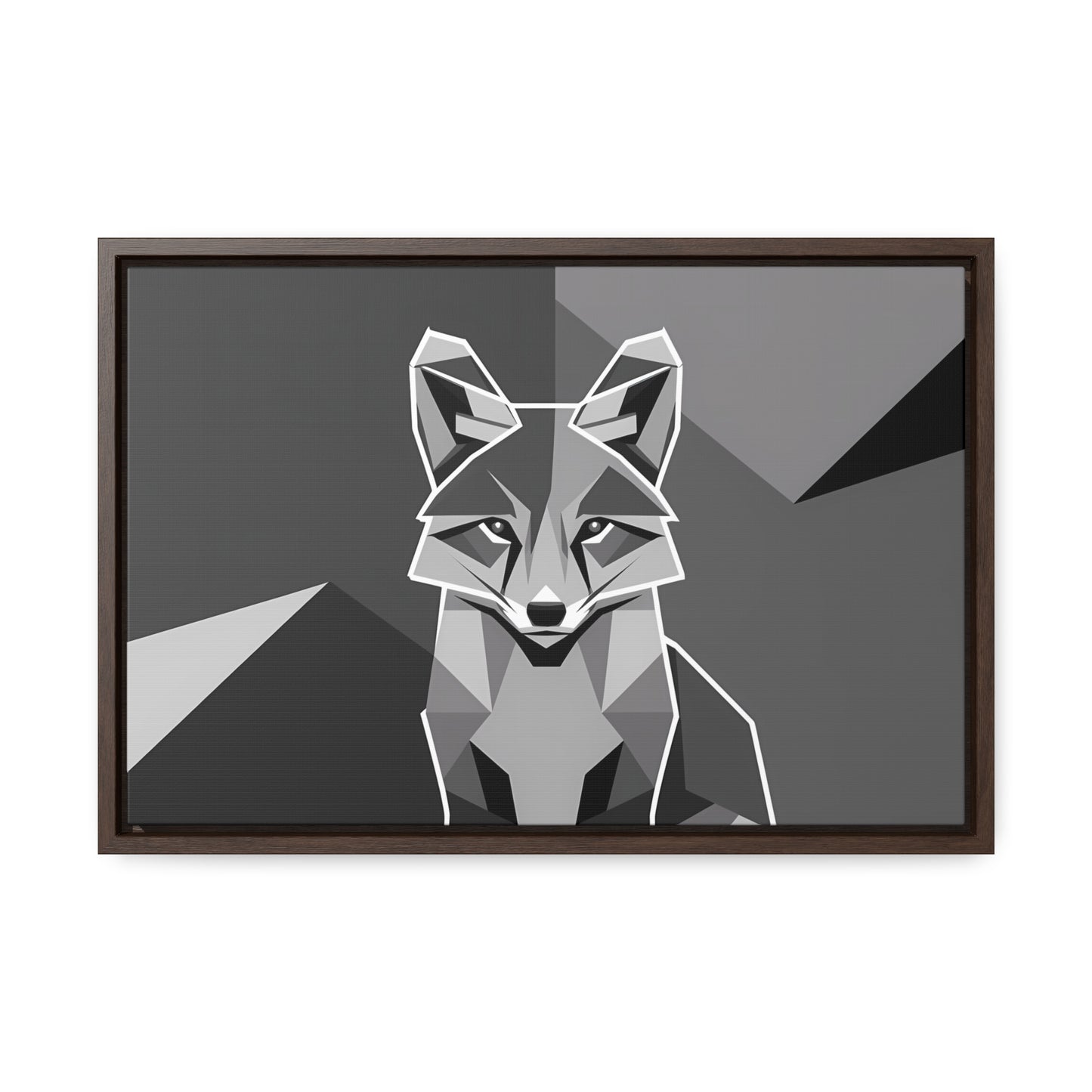 "Geometric Fox in Monochrome" - Gallery Canvas Wraps, Horizontal Frame