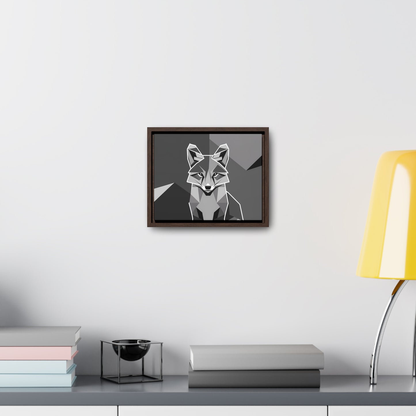 "Geometric Fox in Monochrome" - Gallery Canvas Wraps, Horizontal Frame