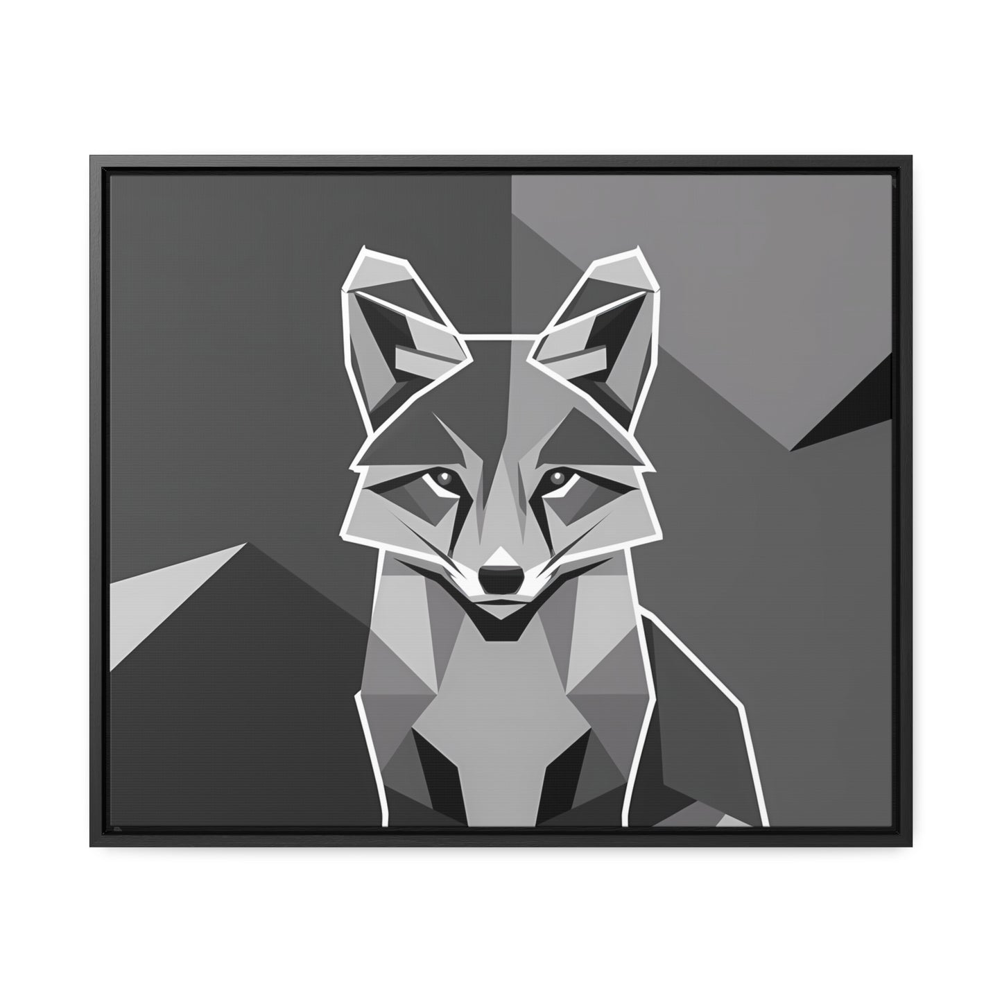 "Geometric Fox in Monochrome" - Gallery Canvas Wraps, Horizontal Frame