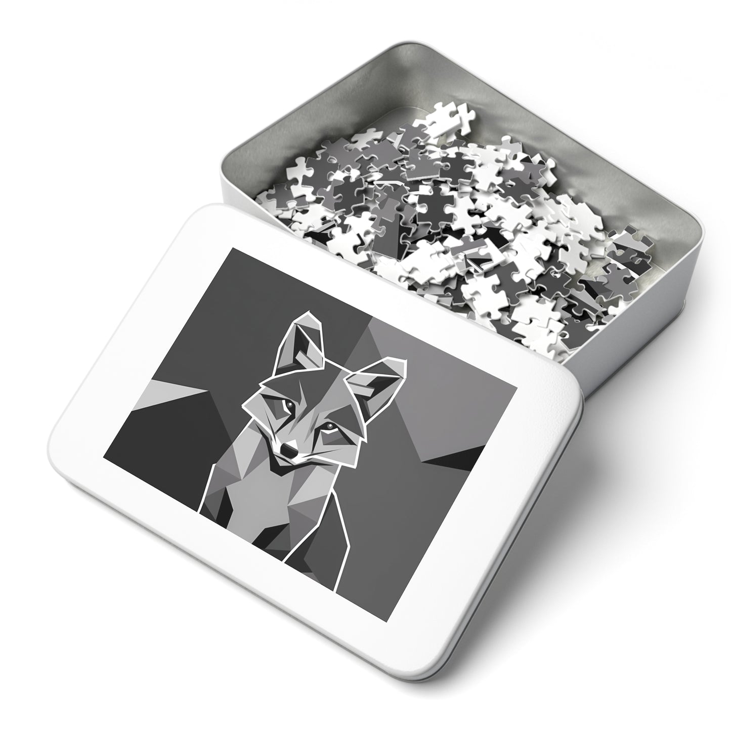 Geometric Fox in Monochrome - Jigsaw Puzzle (30, 110, 252, 500,1000-Piece)