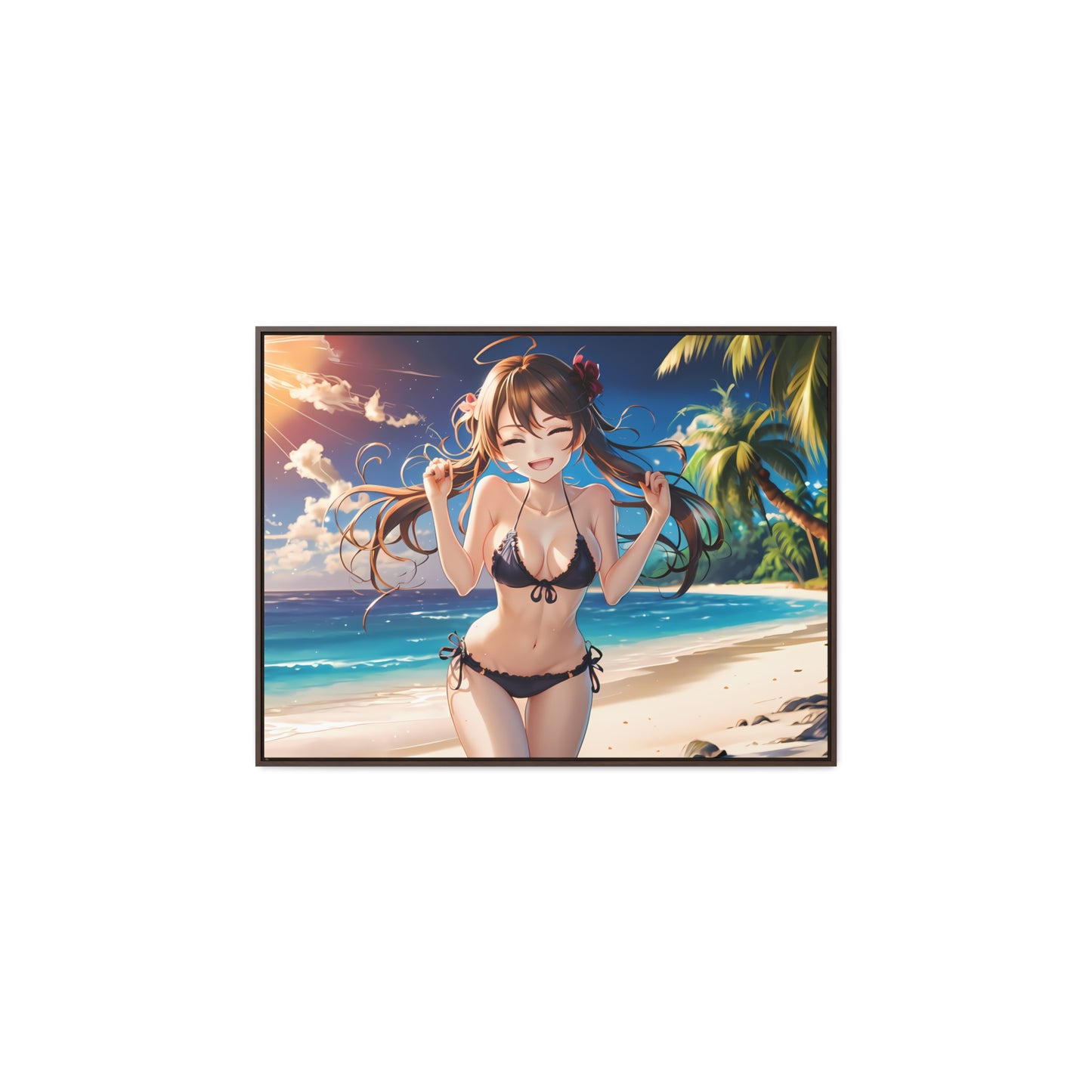 Sunlit Joy on the Beach - Gallery Canvas Wraps, Horizontal Frame