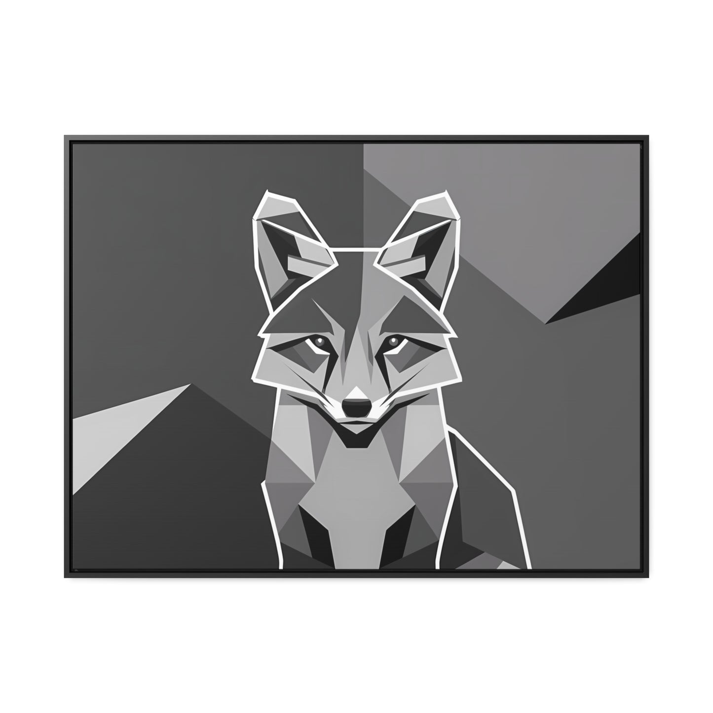 "Geometric Fox in Monochrome" - Gallery Canvas Wraps, Horizontal Frame