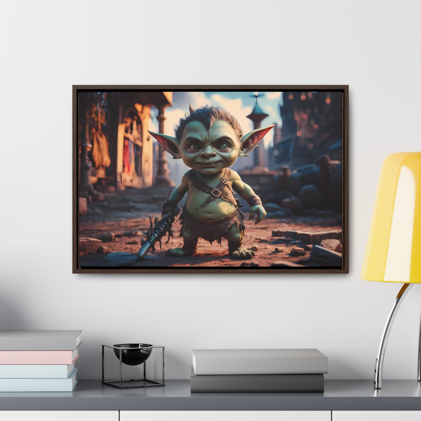 Goblin Warrior in the Ruined City - Gallery Canvas Wraps, Horizontal Frame