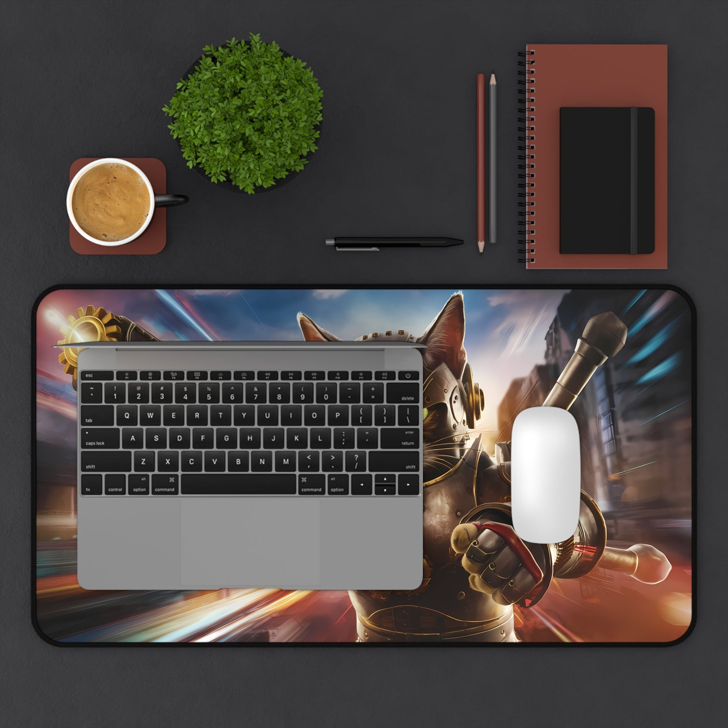 Steampunk Gunner Cat - Desk Mat