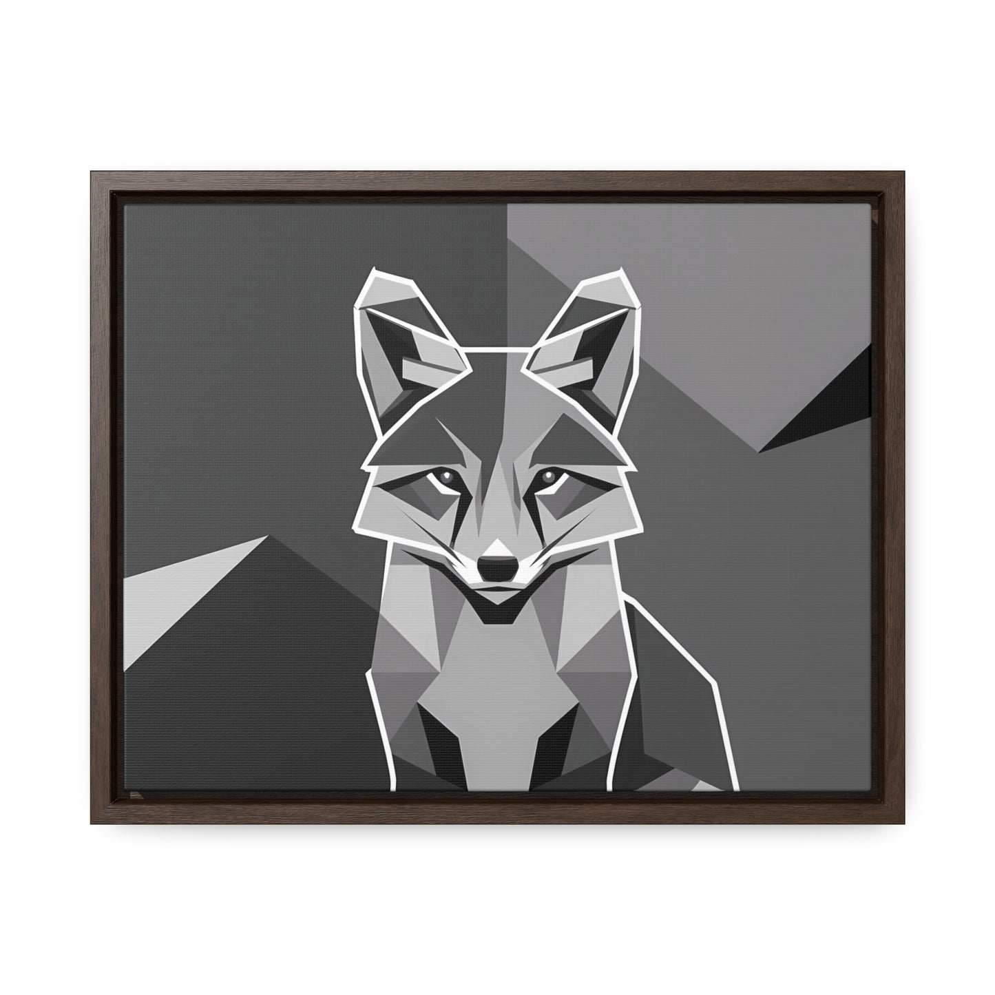 "Geometric Fox in Monochrome" - Gallery Canvas Wraps, Horizontal Frame
