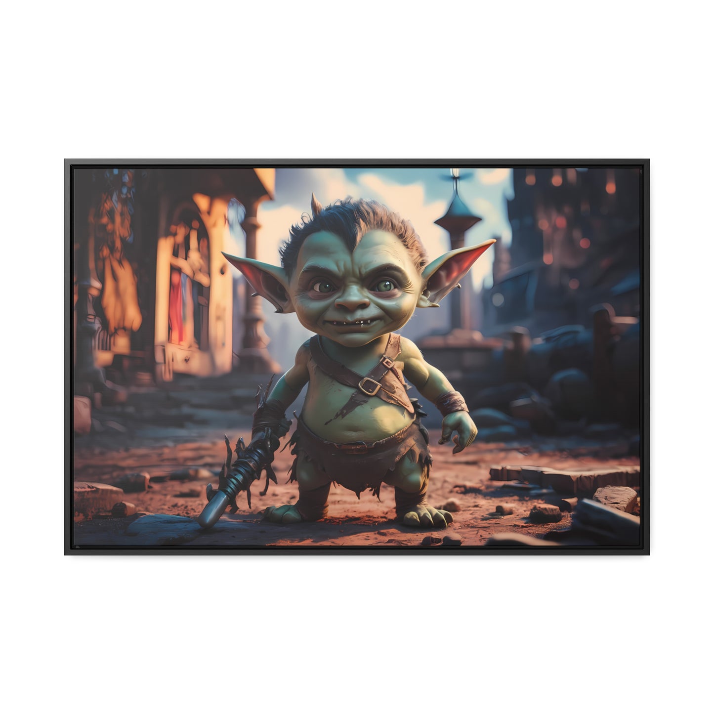 Goblin Warrior in the Ruined City - Gallery Canvas Wraps, Horizontal Frame